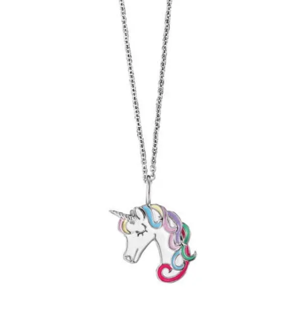 Engelsrufer MädcHen-Kinderkette Silber Mit Farbigem Einhorn Anhänger Hen-Unicorn01