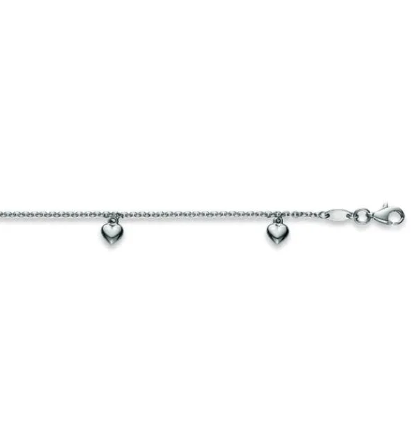 Fusskette Herz Silber 925 Rhodiniert