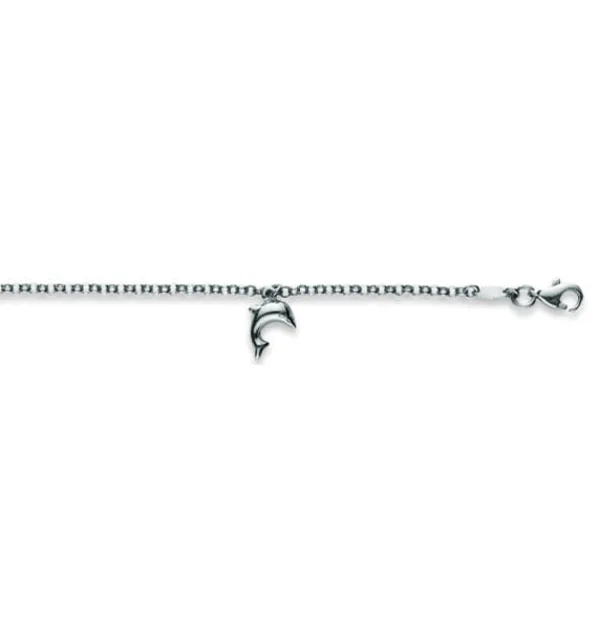Fusskette Delphin Silber 925 Rhodiniert