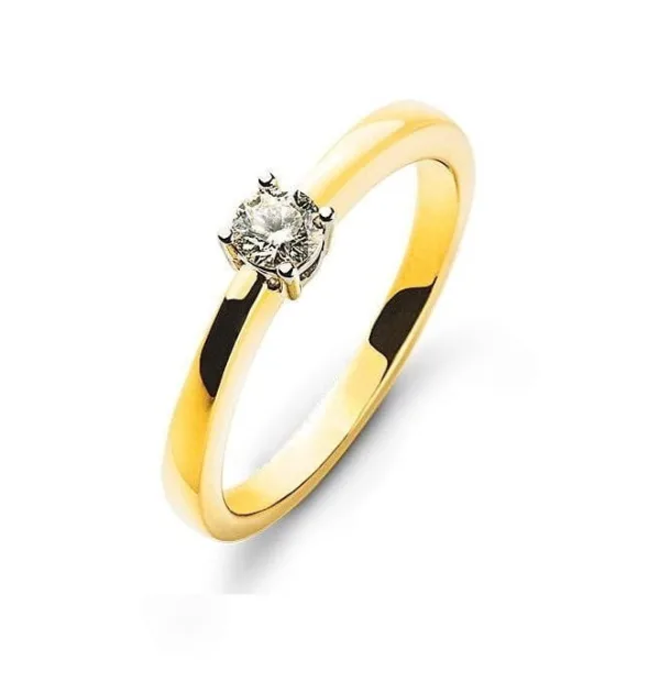 Solitär Ring 4-Griff-Fassung Gelbgold 18 Karat