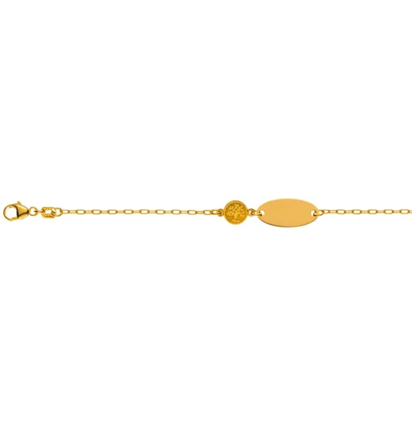 Gravurarmband Anker oval 18 Karat Gelbgold Lebensbaum