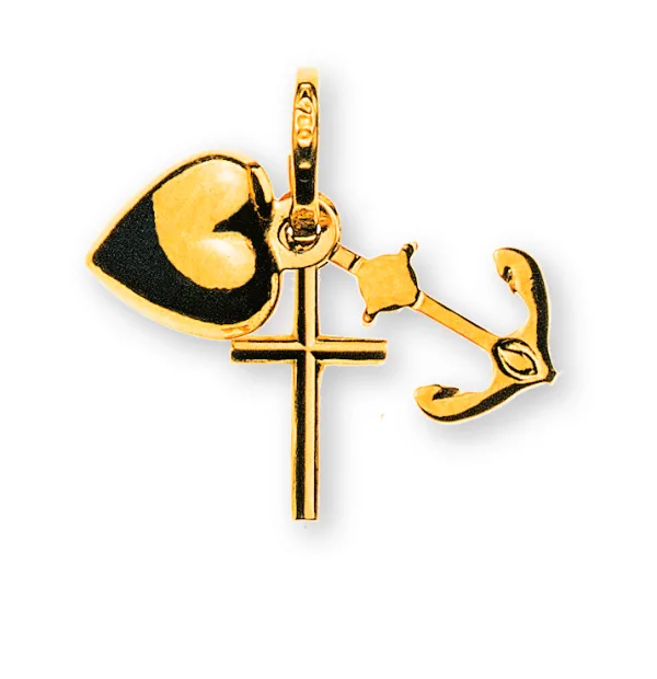 Anhänger Glaube Liebe Hoffnung Gelbgold 18 Karat 6x10mm