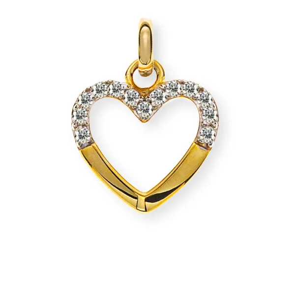 Anhänger Herz 9 Karat mit 14 Zirkonia