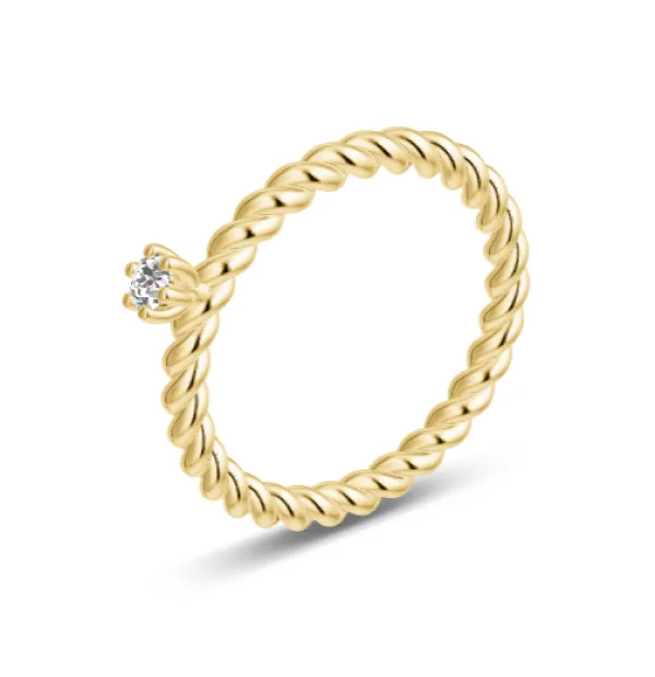 Solitär Kordel Ring Gold