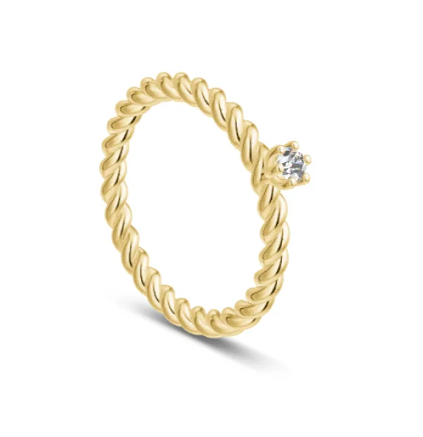 Solitär Kordel Ring Gold