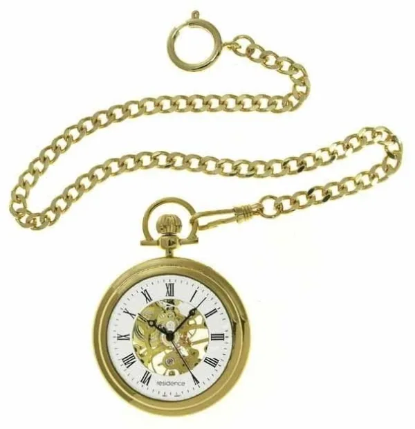 Residence Taschenuhr mechanisch ohne Deckel Stellfuss Rückseite Glaseinlage