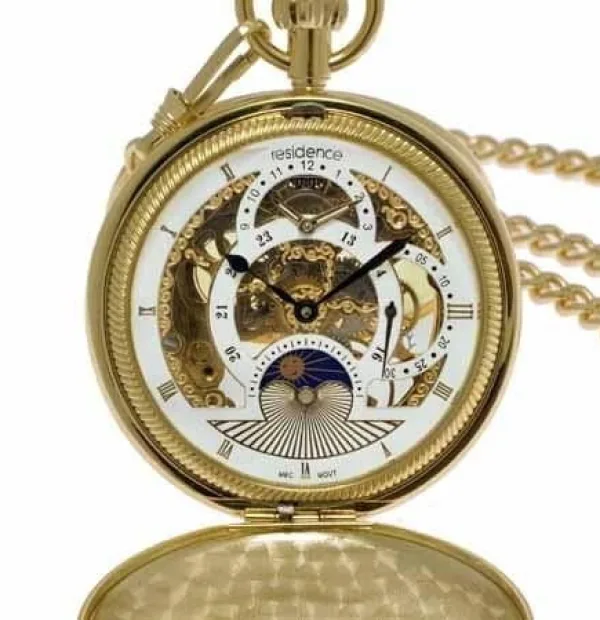 Residence Taschenuhr mechanisch Doppeldeckel geschlossen innen Glaseinlage Stellfuss