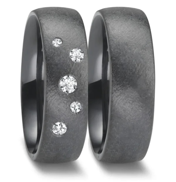 Partnerring aus Zirkonium mit Diamanten 52672/009/DO4