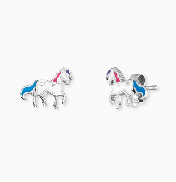 Engelsrufer KinderOhrringe Silber Mit Weissem Pferd HEE-horse