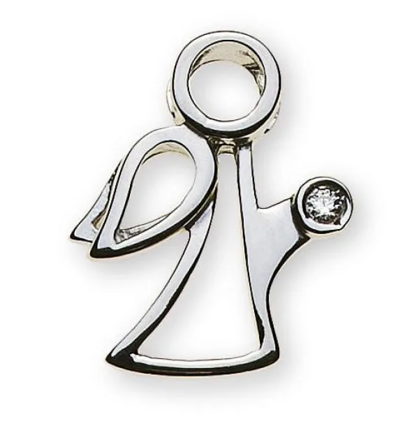 Engel Anhänger Weissgold mit Diamant
