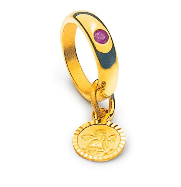 Taufring Gelbgold 18 Karat mit Rubin